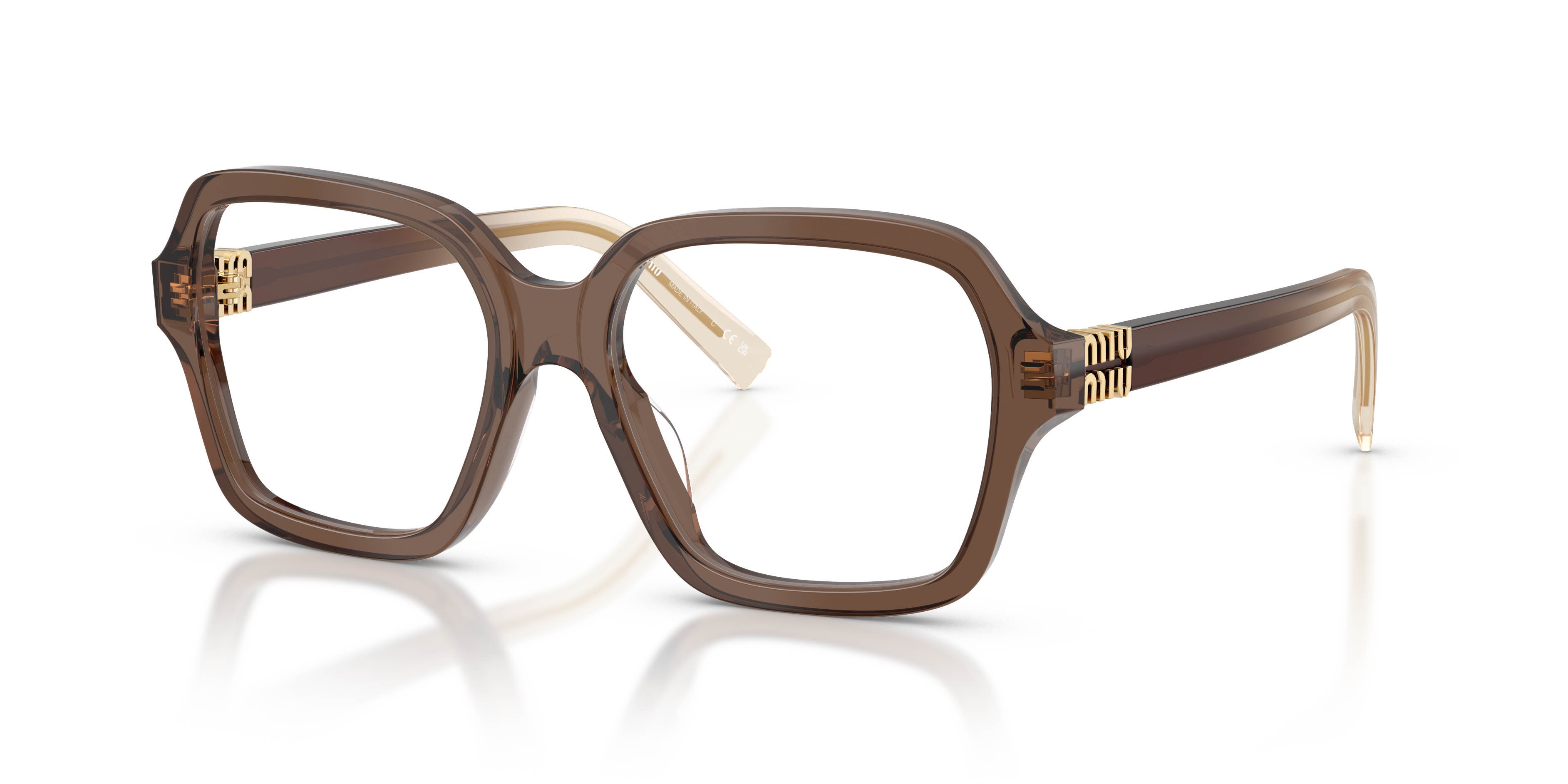 Miu Miu 0MU 03YV Donna: Occhiali da Vista Marrone Trasparente