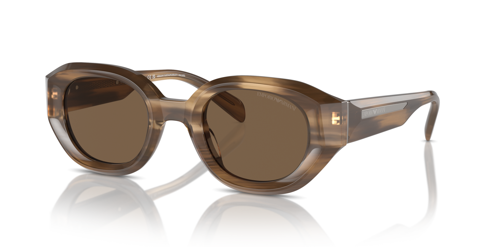 Occhiali da Sole Uomo Emporio Armani EA4230U Shiny Striped Brown