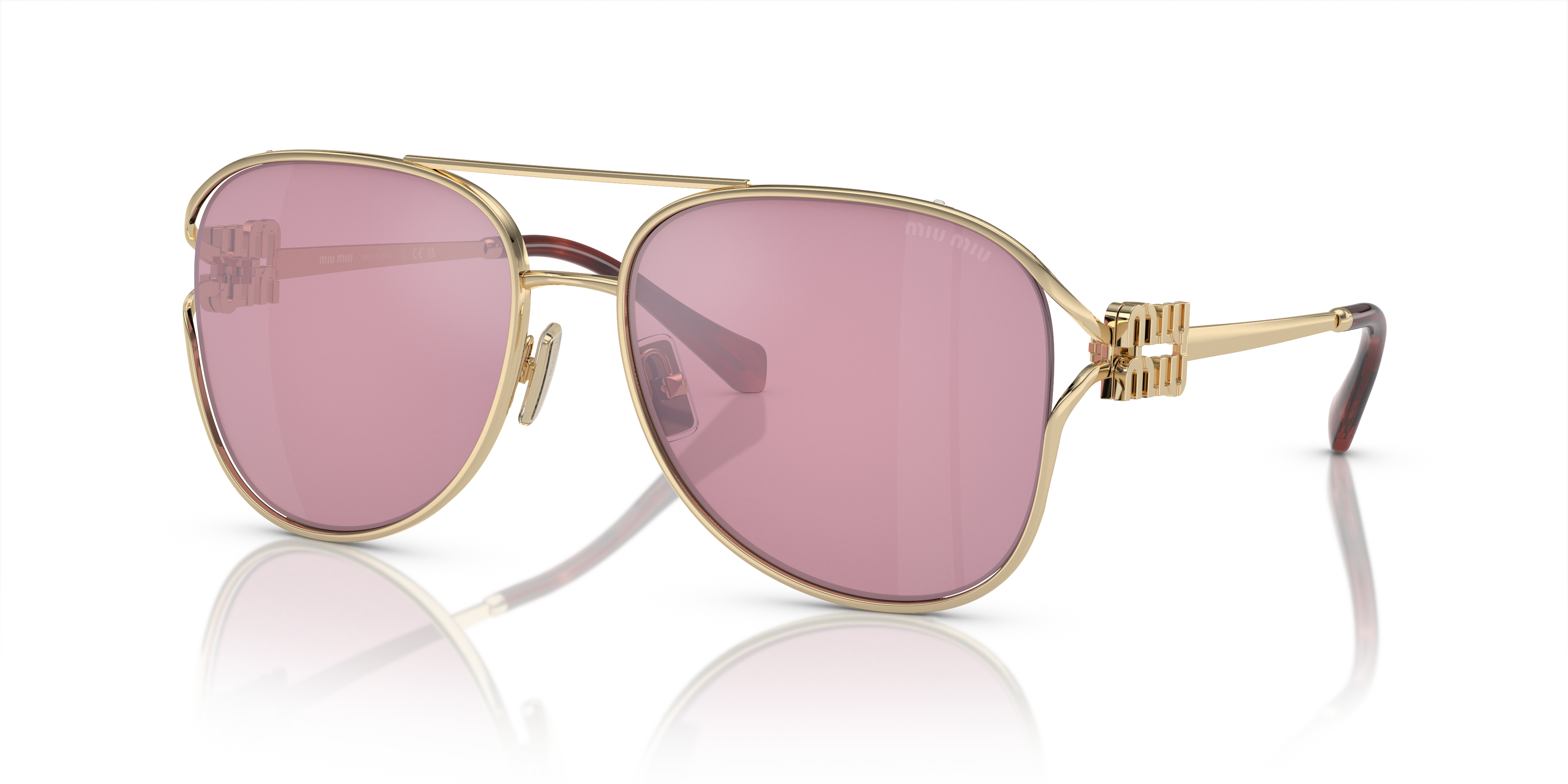 Miu Miu 0MU 52ZS Pale Gold Donna: Occhiali da Sole Originali