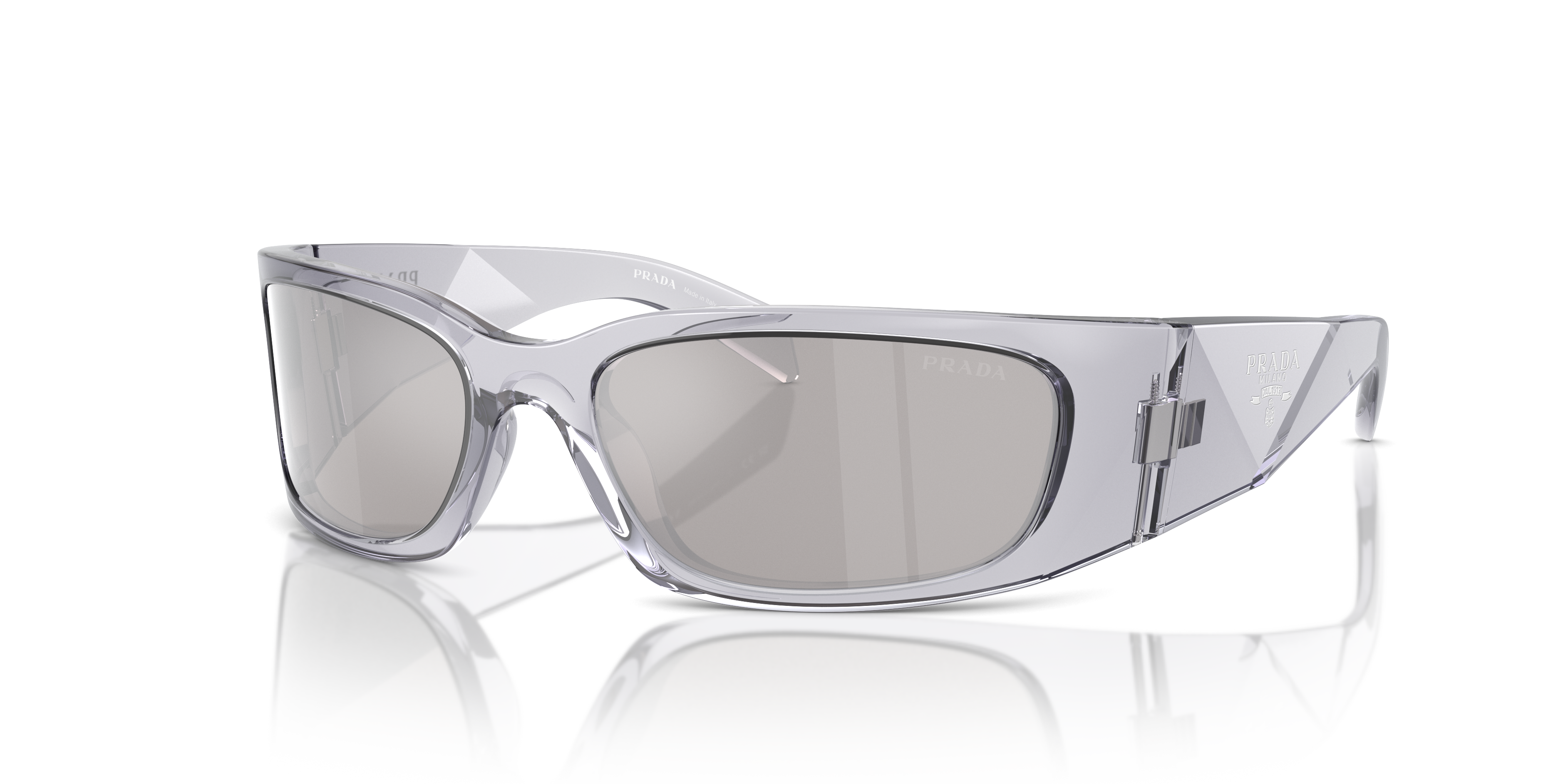 Occhiali da Sole Prada PR A19S Uomo Grigio Trasparente Originali