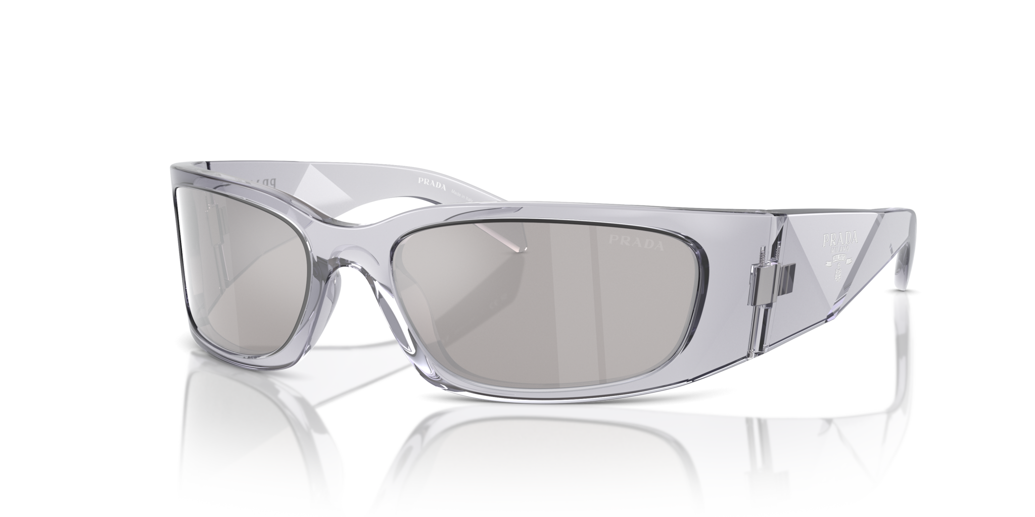 Occhiali da Sole Prada PR A19S Uomo Grigio Trasparente Originali