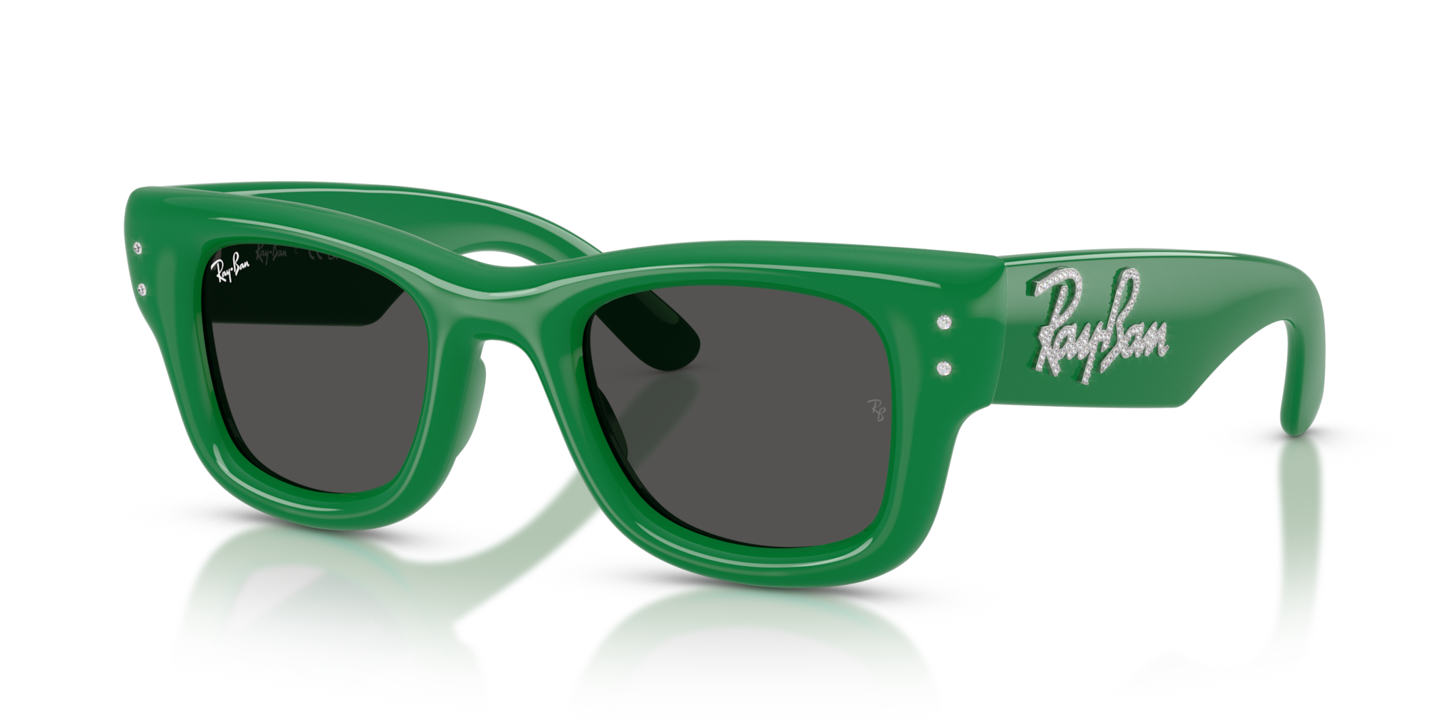 Occhiali da Sole Ray-Ban Wayfarer Puffer Verdi Strass Originali